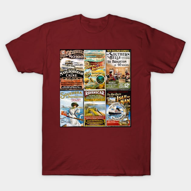 Vintage Great Britain Travel Posters Collage T-Shirt by Starbase79